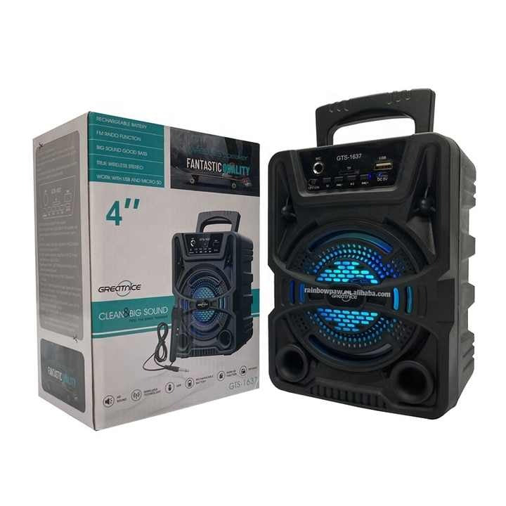 Gts 1637 Portable Bluetooth Wireless Speaker With Wired Microphone