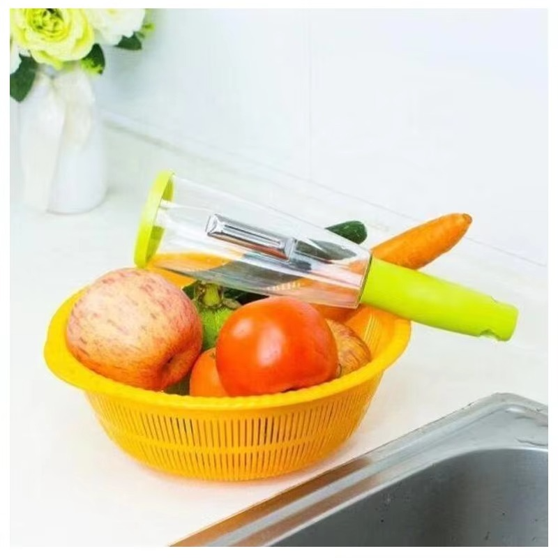 Stainless Steel Multifunctional Vegetable Fruit Peeler With Storage Box (Random Color)