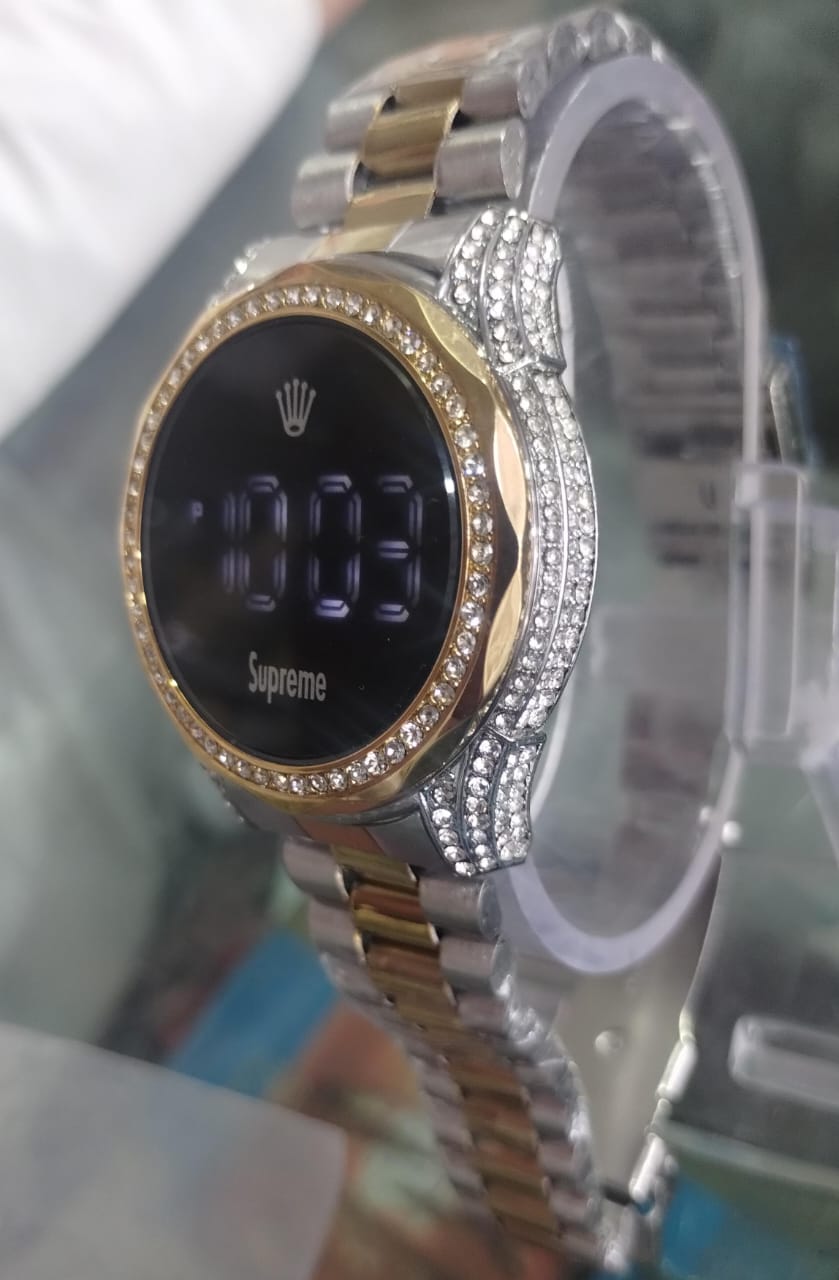 Diamond Touch Screen Led Digital Wristwatch - With Box