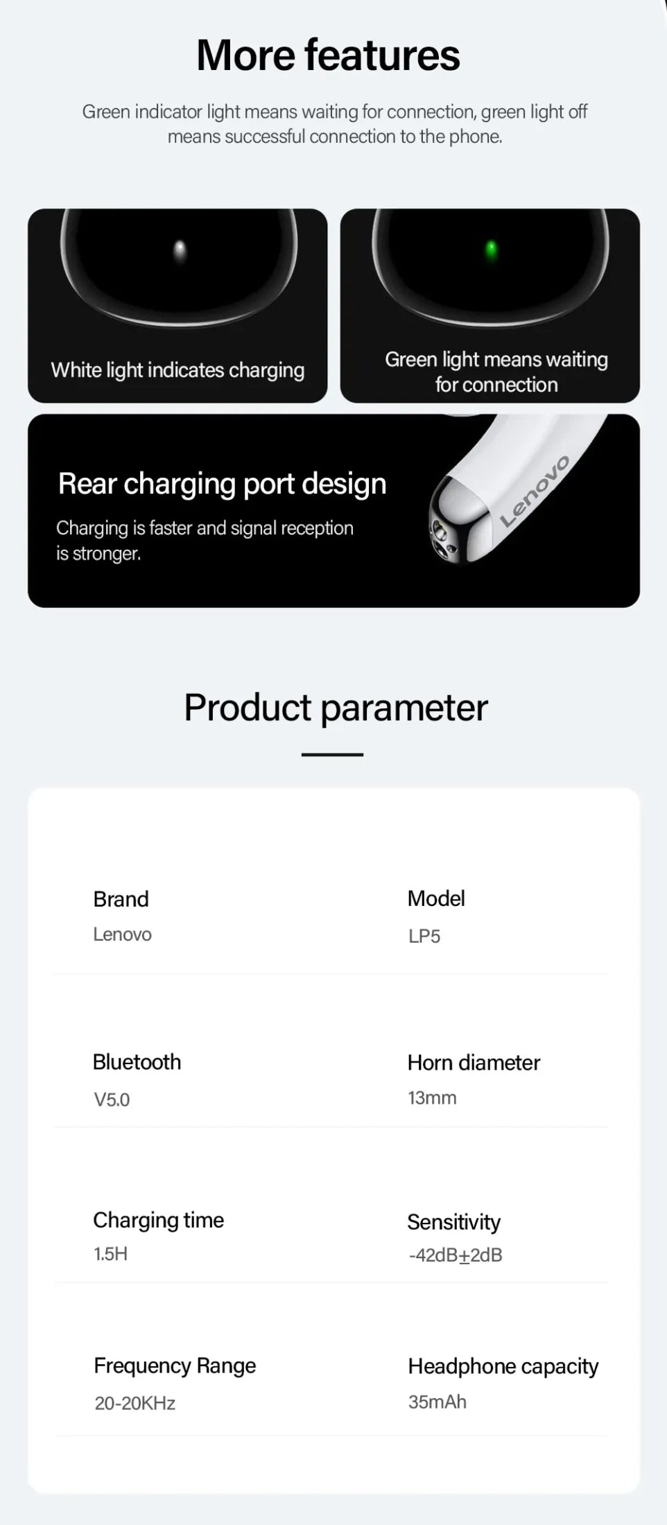 Lenovo Lp5 True Wireless Earbuds Bluetooth 5.0 (random colors)