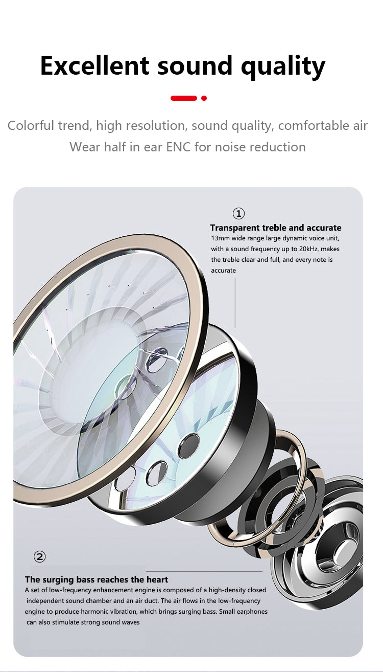 Tws Bh15 Music Wireless Bluetooth Ear Buds - Transparent (random color)