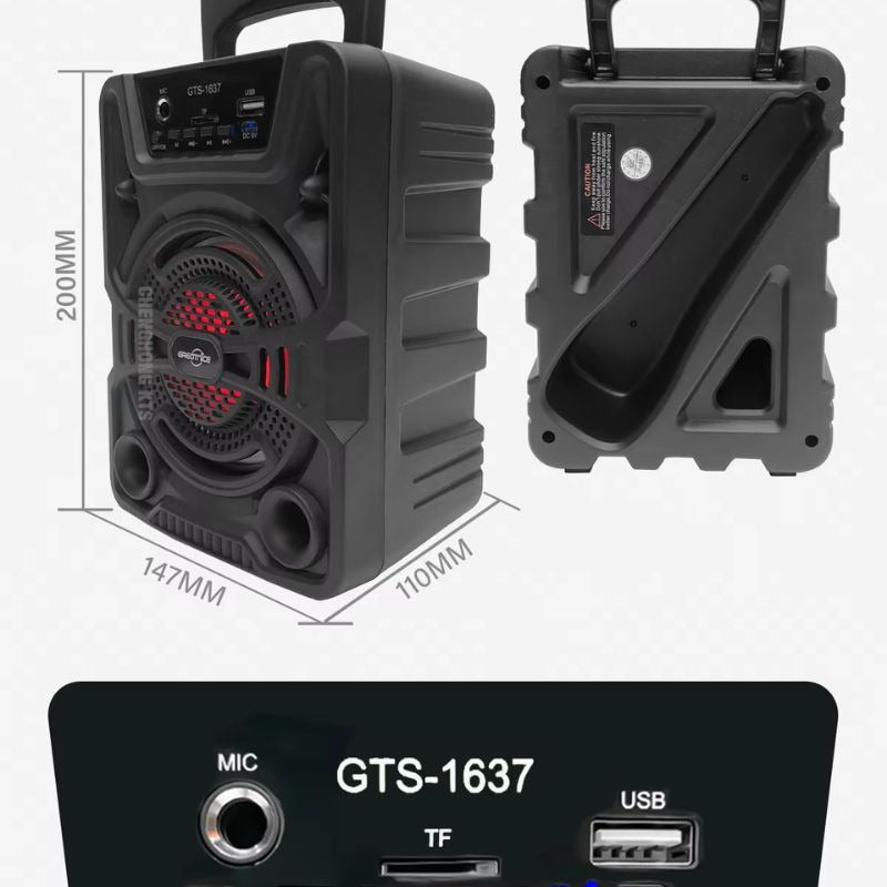 Gts 1637 Portable Bluetooth Wireless Speaker With Wired Microphone