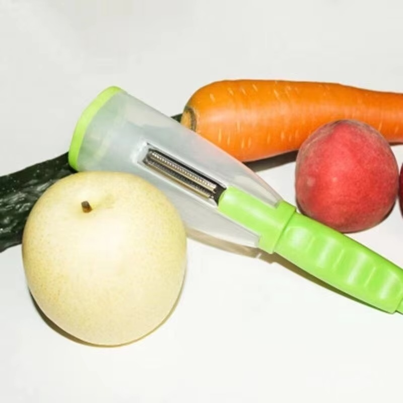 Stainless Steel Multifunctional Vegetable Fruit Peeler With Storage Box (Random Color)