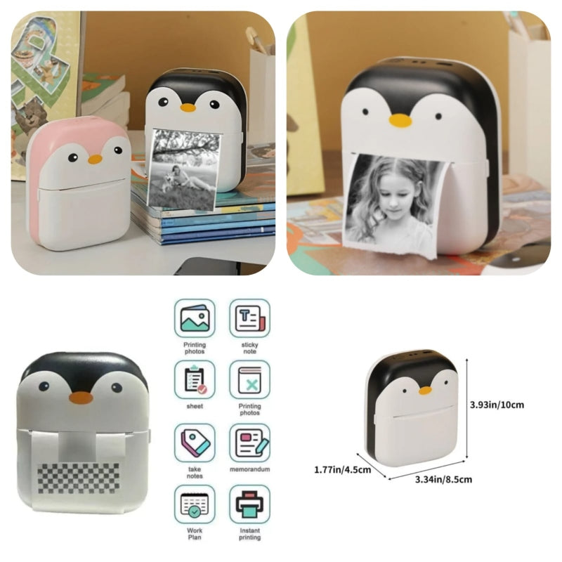 Penguin Design Rechargeable Portable Mini Printer (random color)