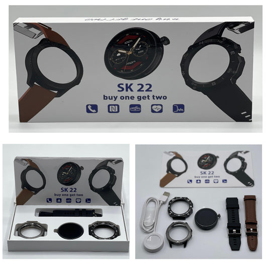 Sk 22 Smartwatch With 2 Watch Body & 2 Stripes Amoled Display
