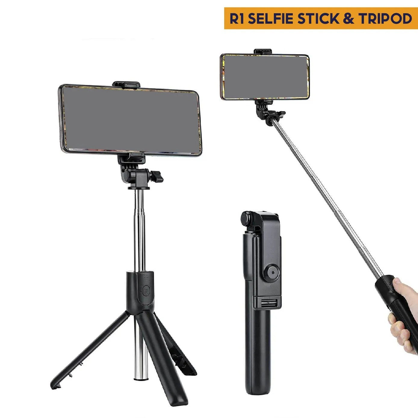 Selfie Stick Tripod R1s Bluetooth Remote Control Tripod - With Wireless Remote Shutter & Light