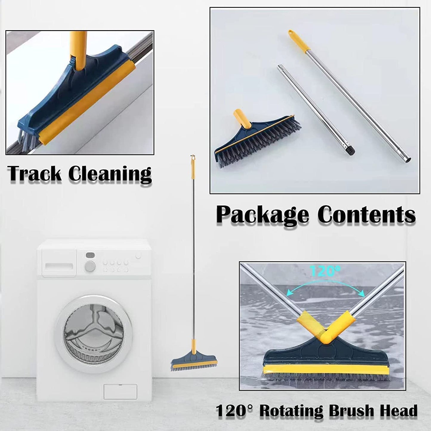 2 In 1 Floor Cleaning Brush Bathroom Tile Windows Floor Cleaning Brush With 120° Rotatable Head – Multipurpose Bathroom Floor Cleaning Brush – Floor Brush Scrubber – Without Box