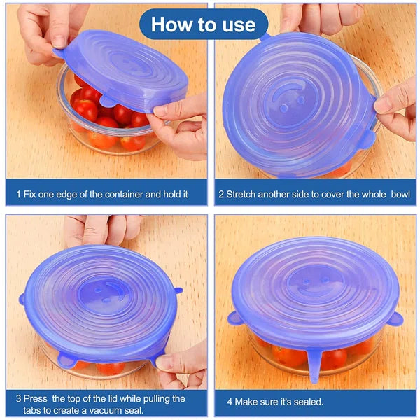 6pcs Kitchen Reusable Silicone Seal Lid