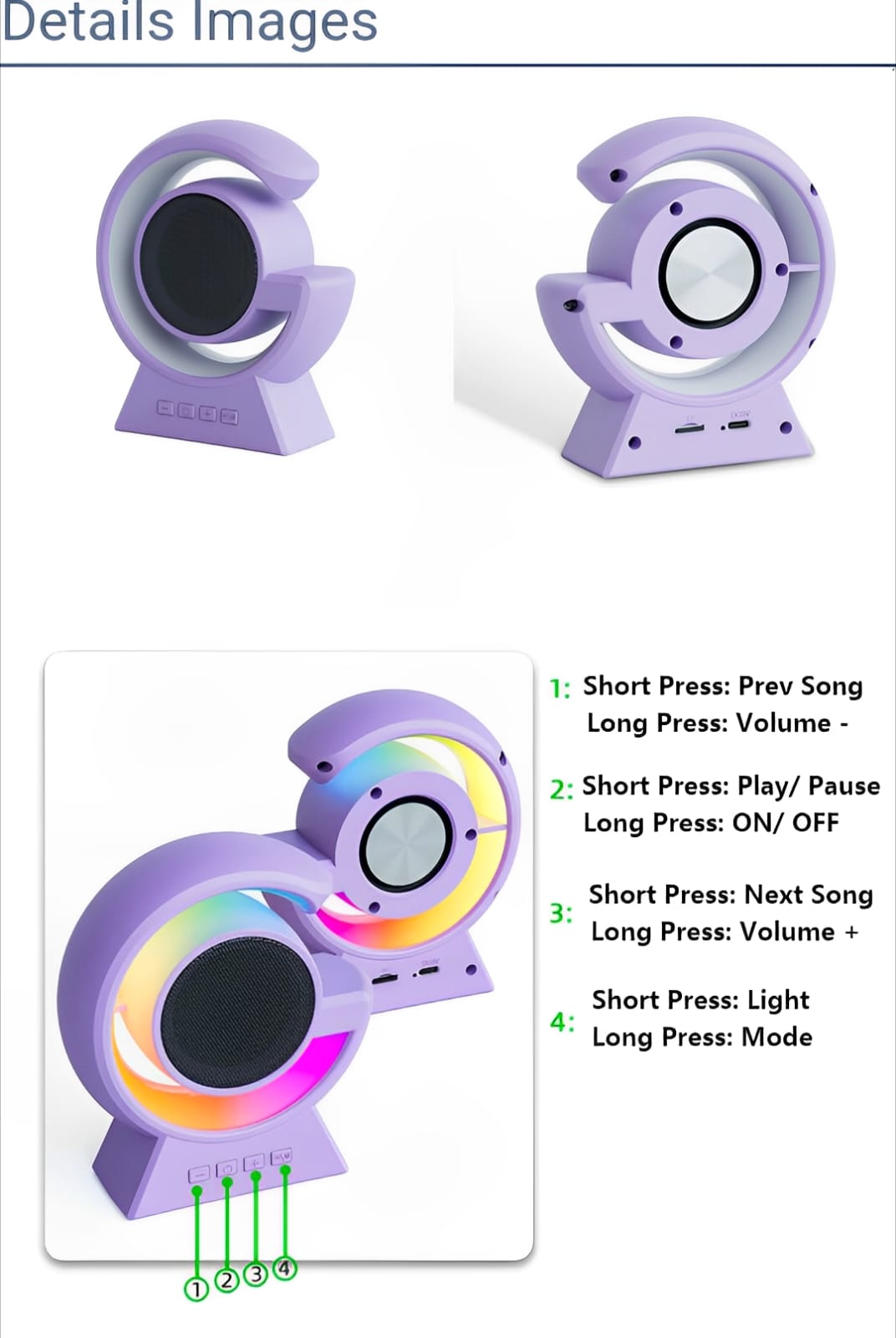 Bx-39 Mini G Wireless Speaker With Rgb Light & Wireless Charging – 5.3 Speaker & Bedside Lamp