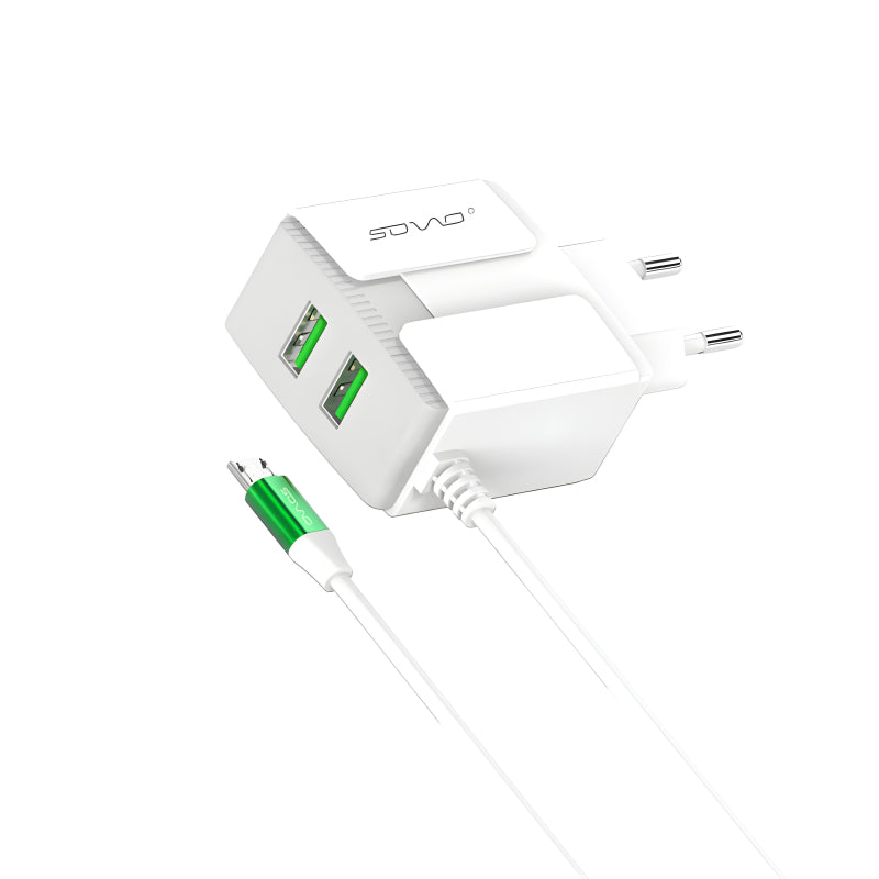 Sovo Sg-84 Crystal 3.1-amp 2usb Micro Cable Fast Charger