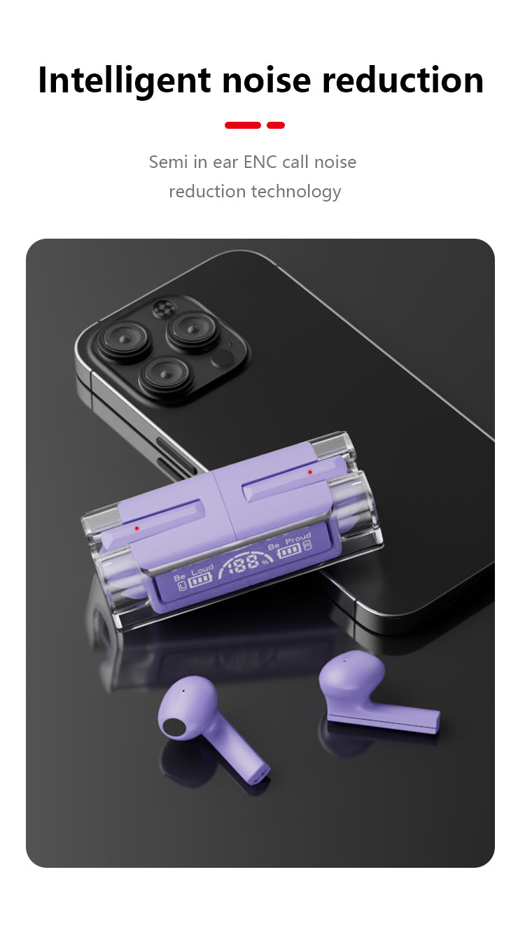 Tws Bh15 Music Wireless Bluetooth Ear Buds - Transparent (random color)