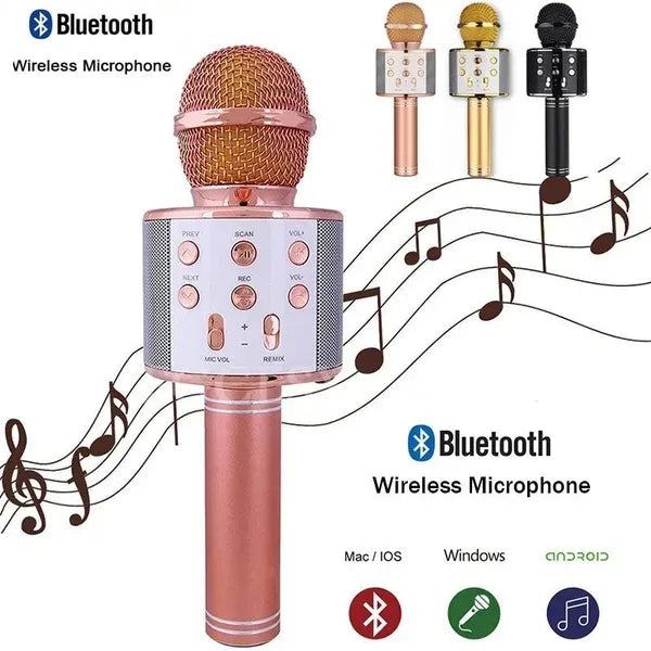 Bluetooth Microphone Karaoke Wireless Speaker Mic Ws-858 Ktv