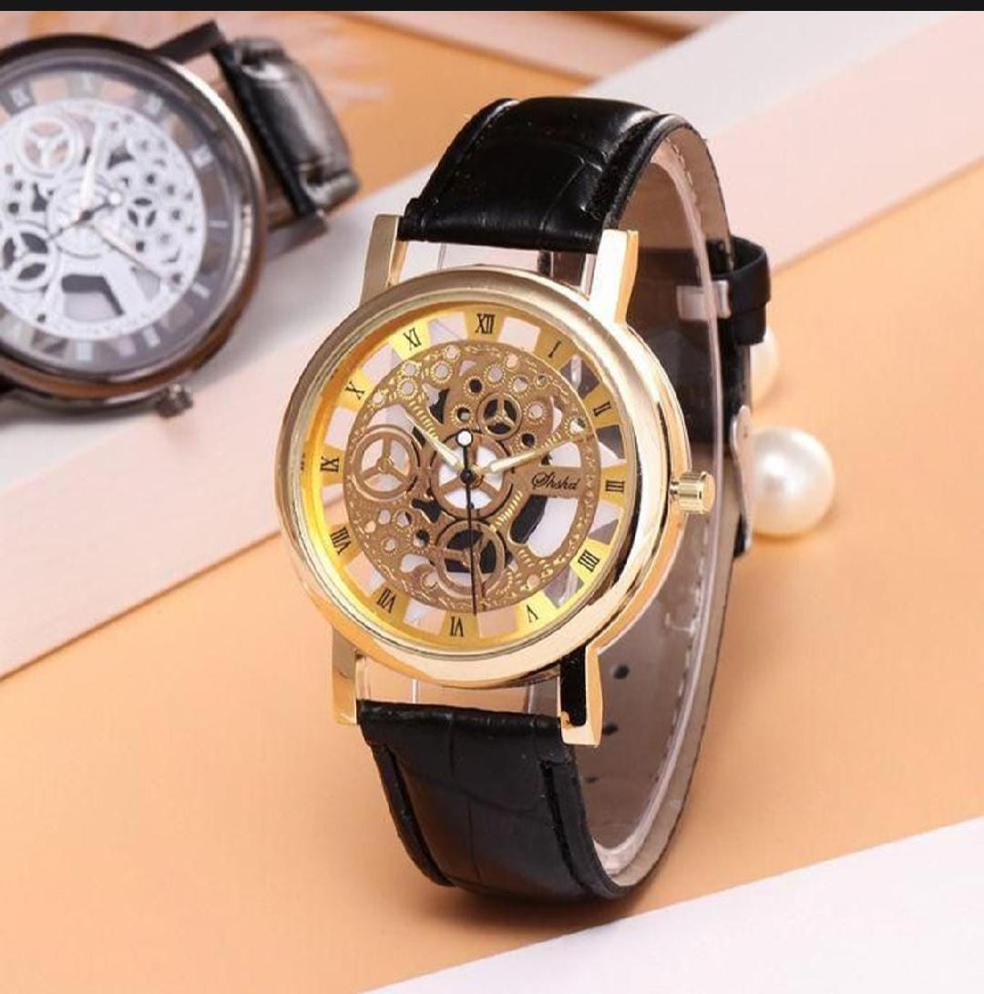 Leather Watch With Gold-tone