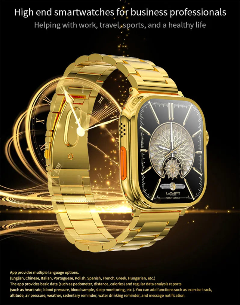 C9 Ultra Max Gold Edition Color Smartwatch 2.1 Inch Screen With Hryfine App