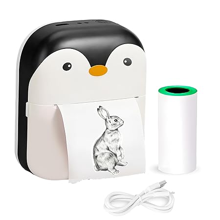 Penguin Design Rechargeable Portable Mini Printer (random color)