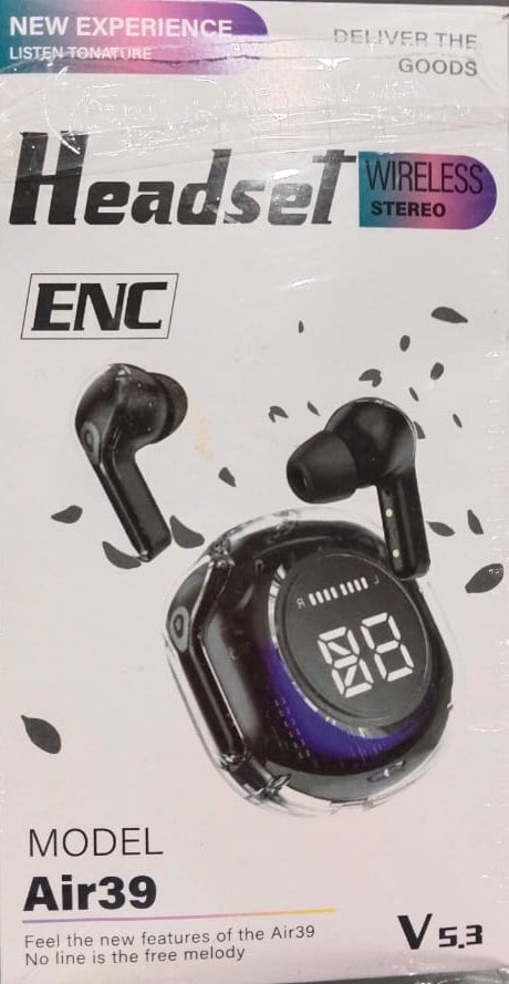 Air39 Wireless Earbuds | Bluetooth 5.3 | Led Display – Random Color