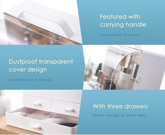 Makeup Organizer - Waterproof Lid Dust Proof 3 Drawers