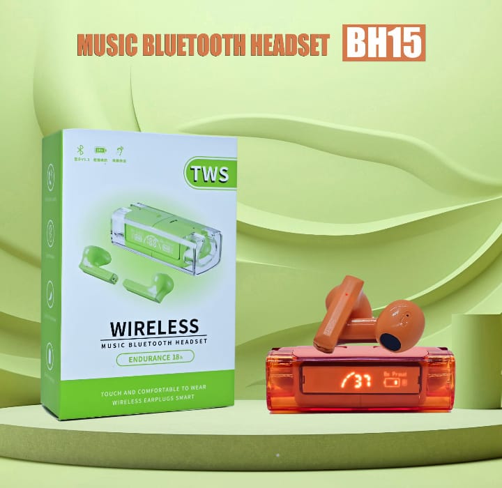 Tws Bh15 Music Wireless Bluetooth Ear Buds - Transparent (random color)