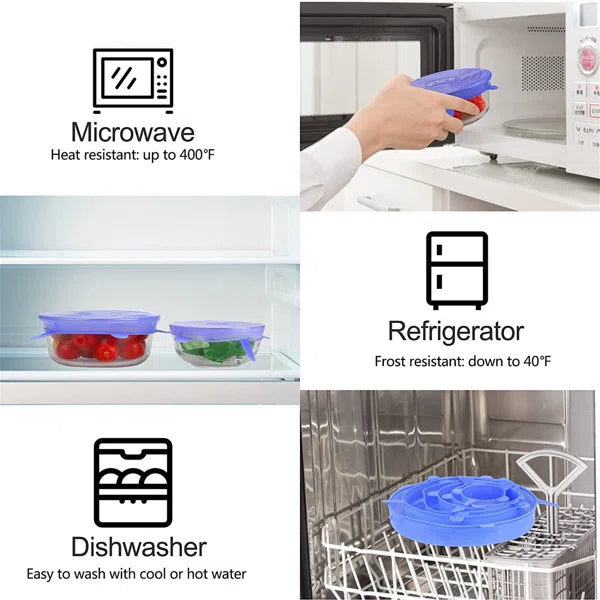 6pcs Kitchen Reusable Silicone Seal Lid