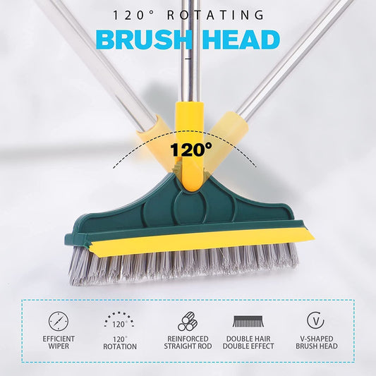 2 In 1 Floor Cleaning Brush Bathroom Tile Windows Floor Cleaning Brush With 120° Rotatable Head – Multipurpose Bathroom Floor Cleaning Brush – Floor Brush Scrubber – Without Box
