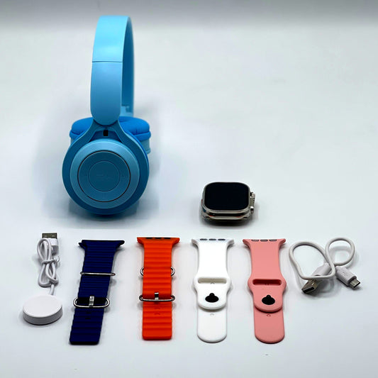 Ultra 2 Smart Watch Bundle – Includes Free P47 Wireless Headphone + 7 Interchangeable Straps