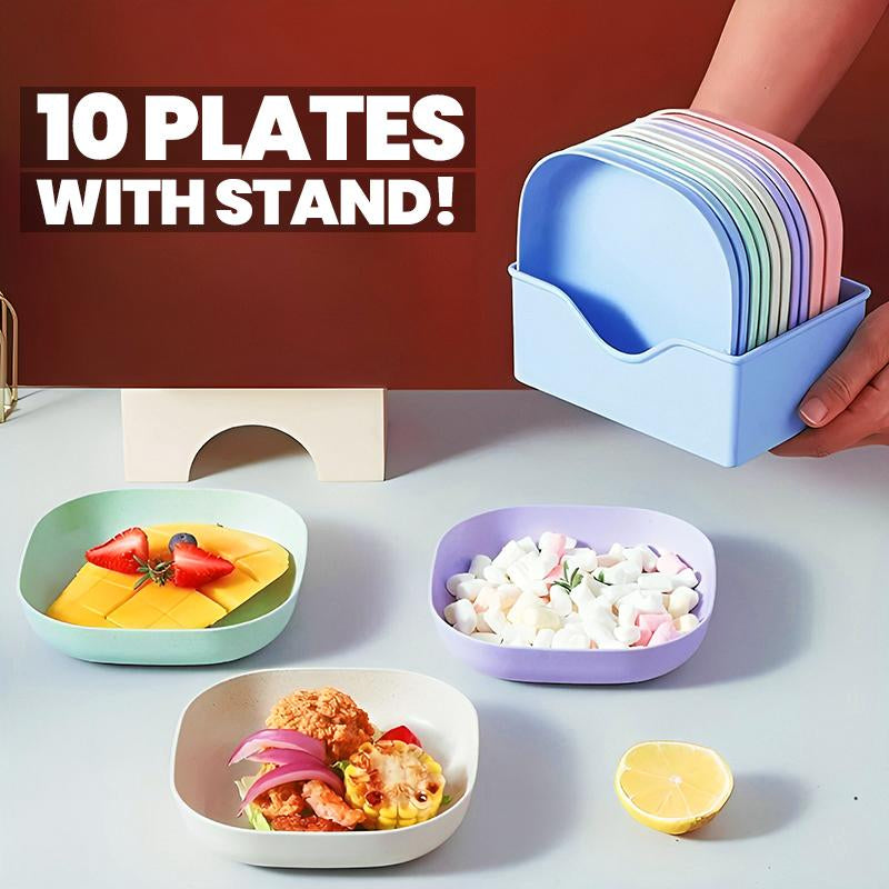 (nw000395) 10 Pcs Multi-function Spit Bone Plate Set Household Food Grade Plastic Elliptical Plate Set