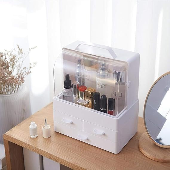Makeup Organizer - Waterproof Lid Dust Proof 3 Drawers