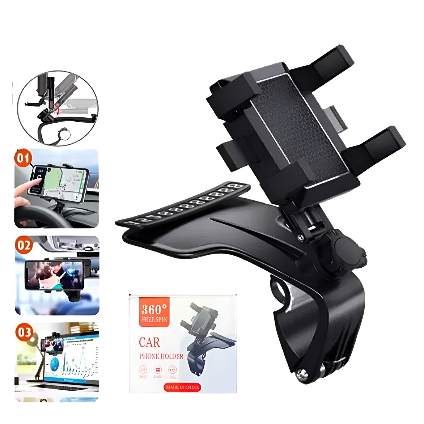 Car Smart Phone Holder – 360 Free Spin (Foldable)