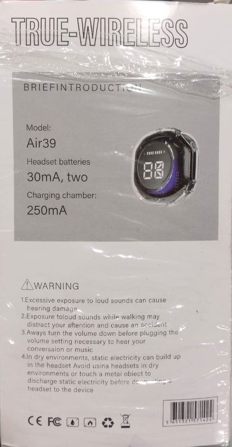 Air39 Wireless Earbuds | Bluetooth 5.3 | Led Display – Random Color
