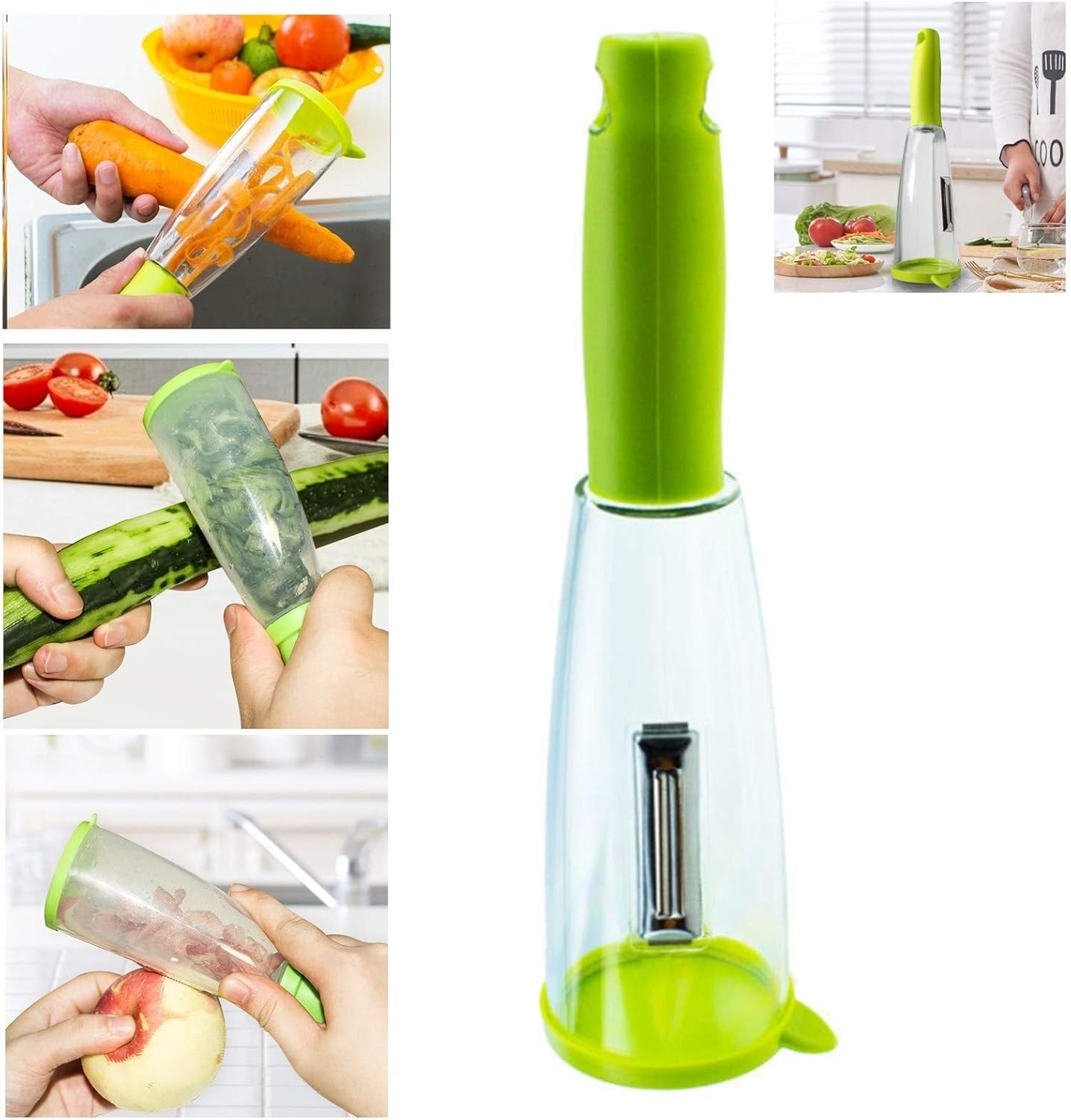 Stainless Steel Multifunctional Vegetable Fruit Peeler With Storage Box (Random Color)