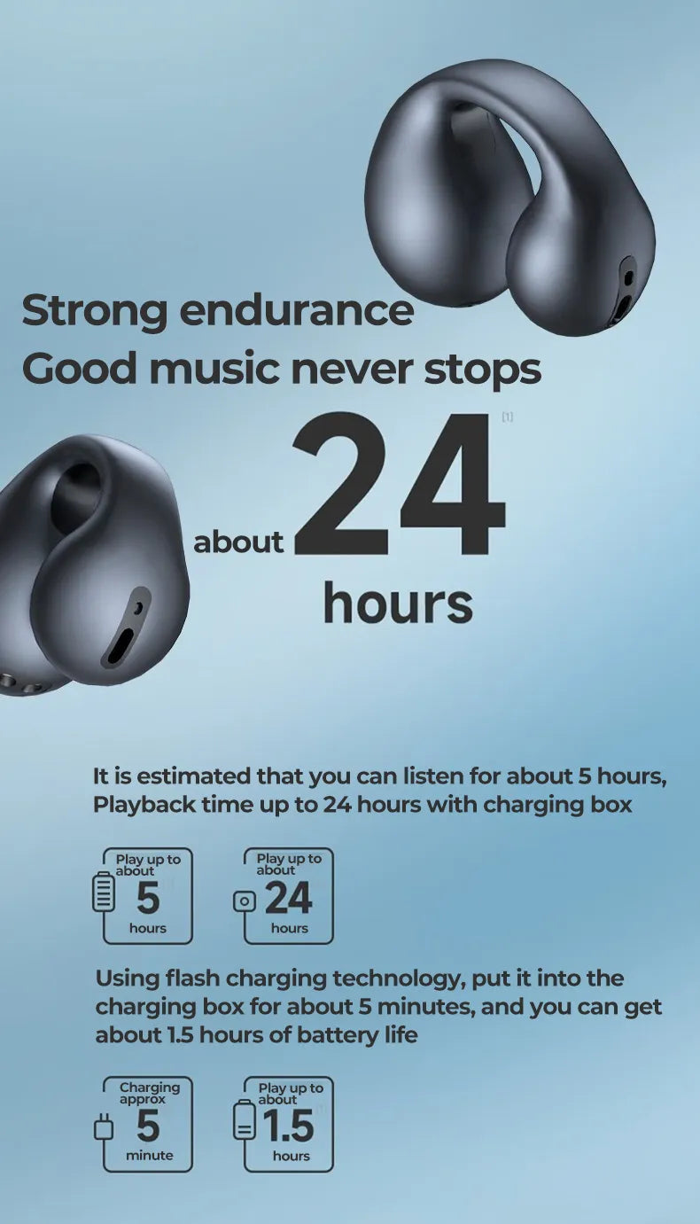 Ambie Wireless Ear Clip Headphones (random color)