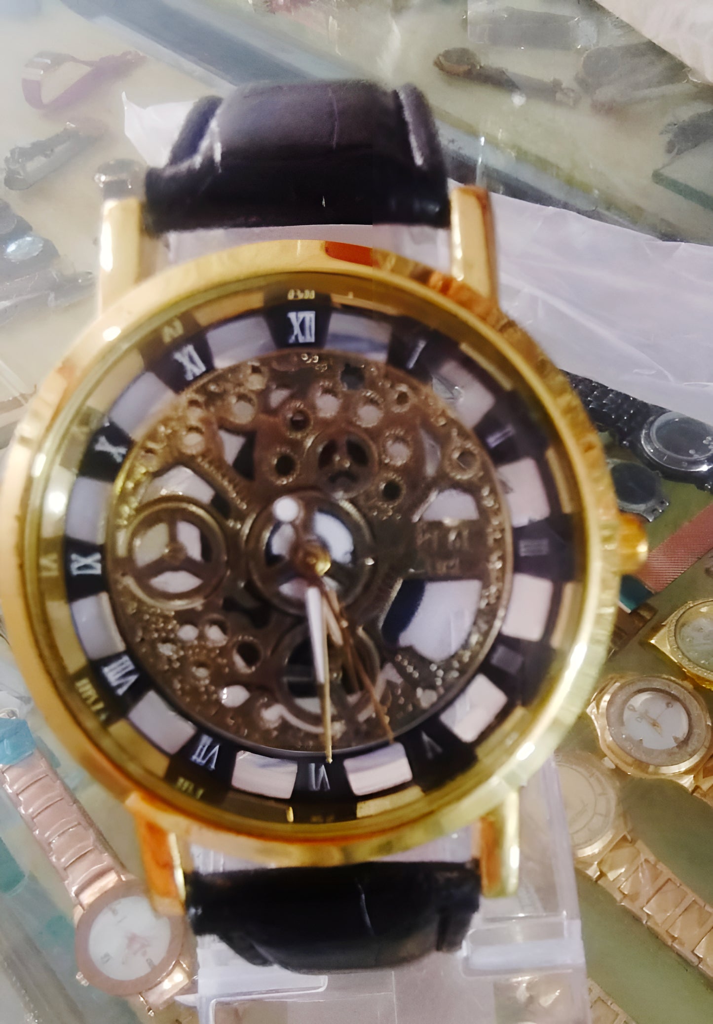 Leather Watch With Gold-tone