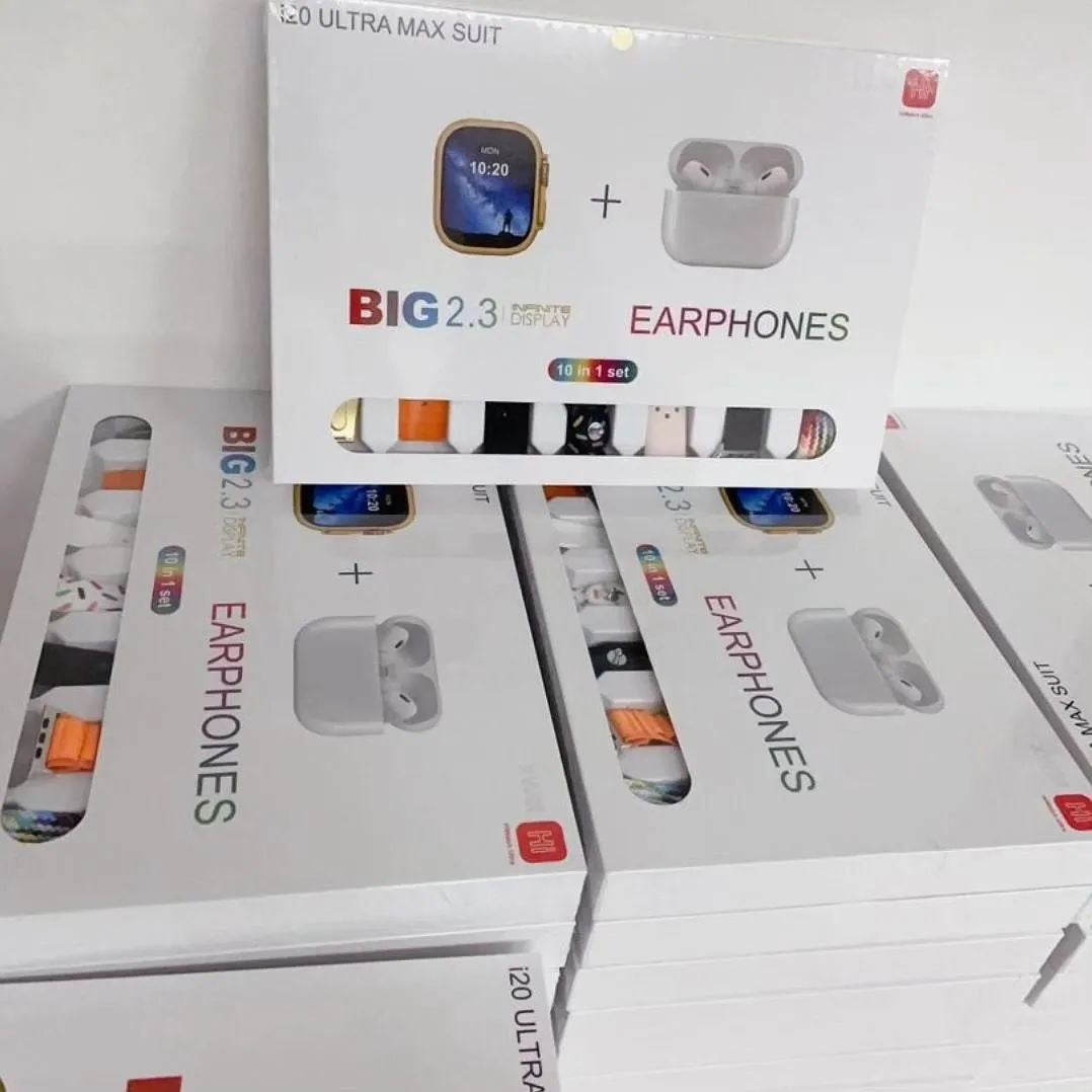 I20 Ultra Max Suit Smart Watch 10 In 1 Box 2.3inch Large Screen With 7 Strips With Airpods2 (random Color)