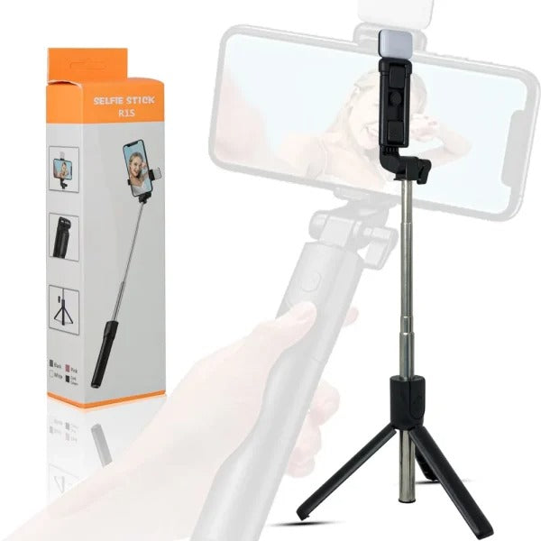 Selfie Stick Tripod R1s Bluetooth Remote Control Tripod - With Wireless Remote Shutter & Light