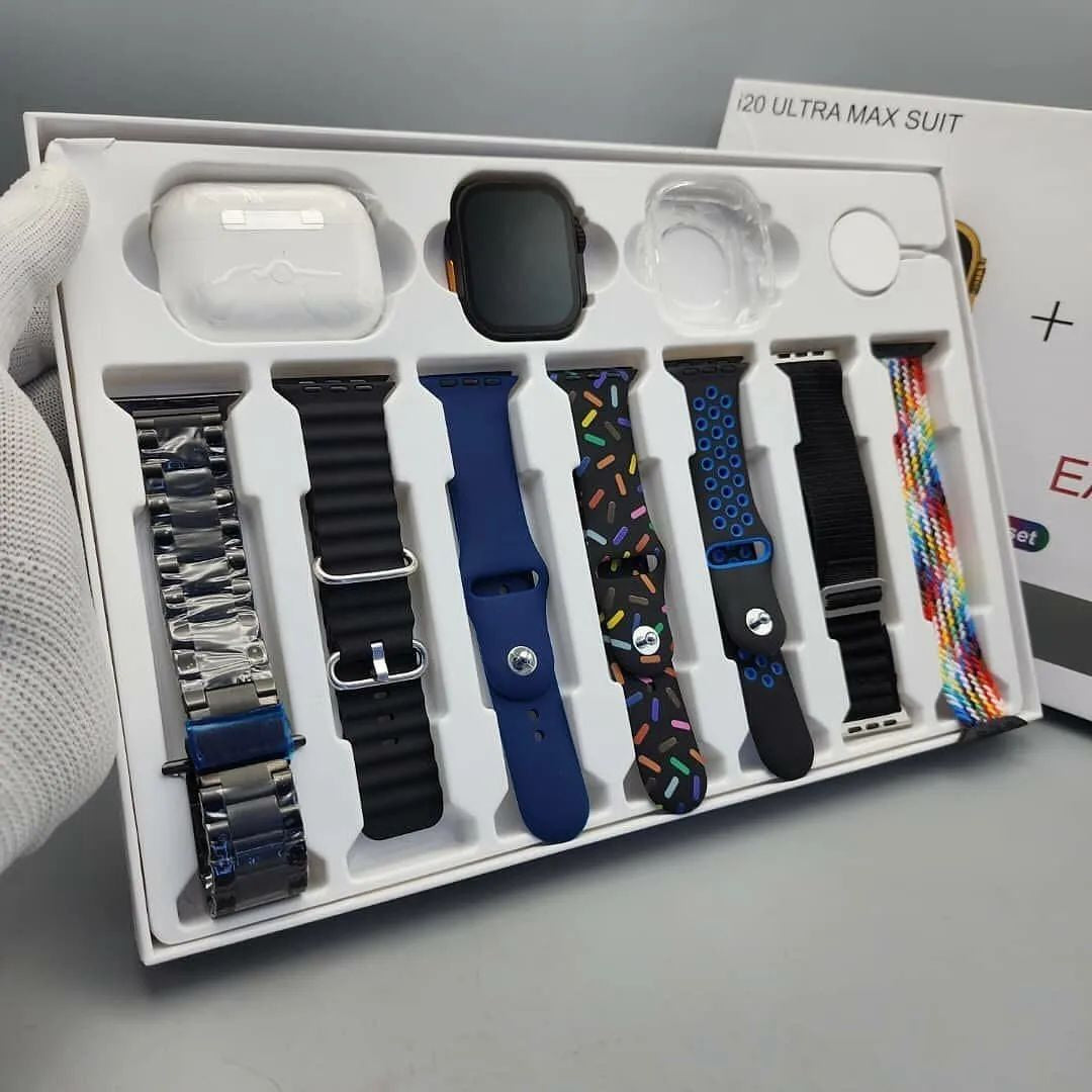 I20 Ultra Max Suit Smart Watch 10 In 1 Box 2.3inch Large Screen With 7 Strips With Airpods2 (random Color)