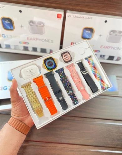 I20 Ultra Max Suit Smart Watch 10 In 1 Box 2.3inch Large Screen With 7 Strips With Airpods2 (random Color)