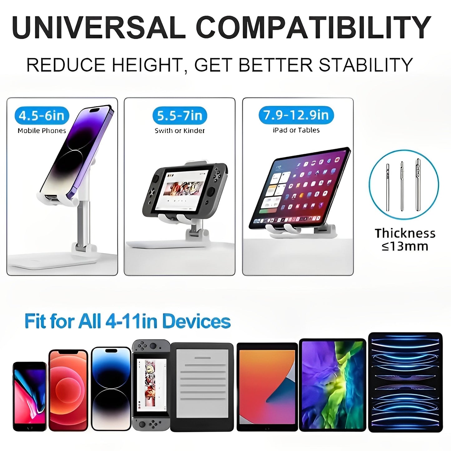 Foldable & Adjustable Mobile Phone And Tablet Stand