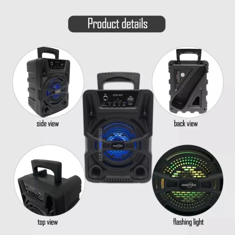 Gts 1637 Portable Bluetooth Wireless Speaker With Wired Microphone